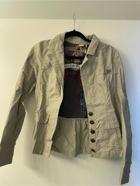 Guess Light Beige Utility Jacket with Embroidered Back Detail